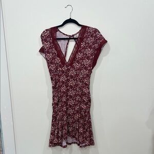 Floral V-Neck Burgundy FP Dress